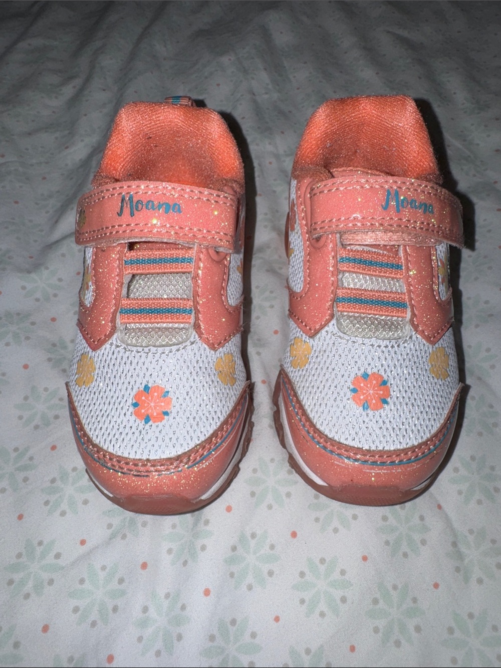 Disney Moana Coral and White Floral Kids Sneakers